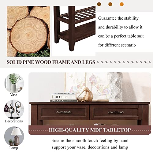 Knocbel Entryway Console Table with 2 Storage Drawers and 2 Lower Shelves, Entrance Hallway Foyer Behind Sofa Couch Table, Easy Assembly (Dark Coffee) - color: Dark Coffee
