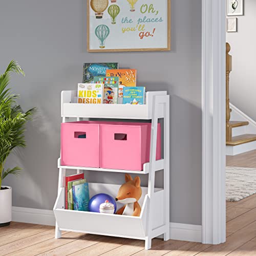 RiverRidge Folding Storage Bins - 2-pack of 10in Tall Pink Cubes | Fabric Bins, Set of 2 Storage Cubes, Cut-out Handles, Playroom Closet Organizer, Collapsible Cubby with Bottom Board Insert - color: 2 Pink 10in H Bins