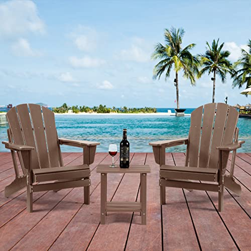 Apolimi Adirondack Outdoor Side Table, 2-Tier Sturdy Patio End Table Weather Resistant, 16.5" Solid Side Table for Patio, Pool, Porch - color: Brown