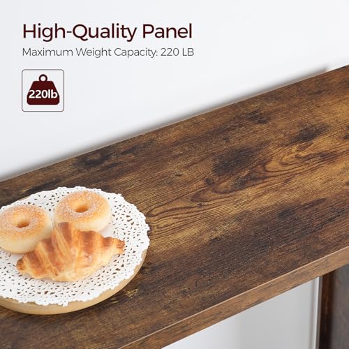 MAHANCRIS Bar Table, 35.4" Counter Height Pub Table, Industrial Rectangular Hightop Table, Kitchen Dining Bar Height Tables with Footrest, for Narrow Space, Rustic Brown and Black (Only Table)BTHR1901