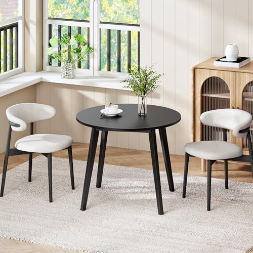 HOOBRO Bamboo Dining Table, Round Dining Table for 2, 27.5" Kitchen Table for Small Space, Writing Table, Easy to Assemble, for Dining Room, Living Room, Office, Kitchen, Apartment, Black BK71CZ01G1 - color: Black