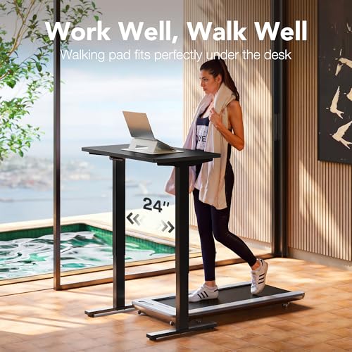 HUANUO 32x19 Inch Small Electric Standing Desk, Adjustable, Black | Compact Home Office Desk, 176lbs Heavy Duty Lifting with 4 Height Presets. M8 Screw Holes Ready for DIY Mobile Wheels - color: Black, size: 32" X 19"