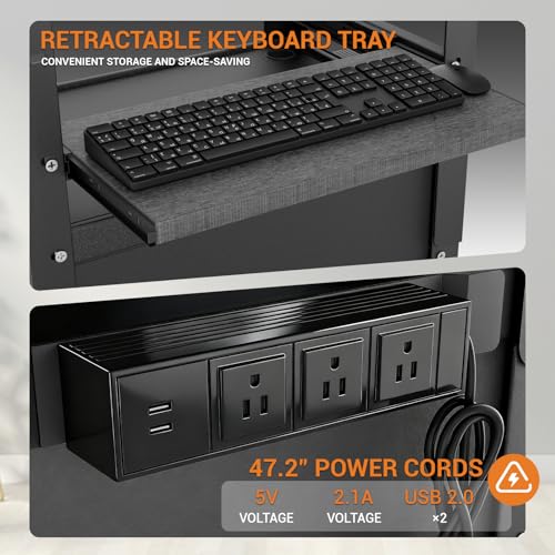 Mobile AV Cart with Cabinet, Rolling Computer Cart Height Adjustable Rolling Media Utility Cart with Extra Storage Space, 4 Outlets, Pullout Keyboard Tray Perfect for Home or Office Use - size: Style4 24x18Wx42H