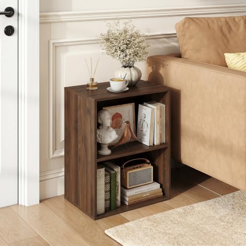Giantex 2-Cube Bookshelf, 2-Layer Storage Shelf Bookcase | Display Shelf with Open Storage Space for Living Room, Home Office, Multi-Functional Furniture Display Cabinet, Dark Walnut - color: Dark Walnut