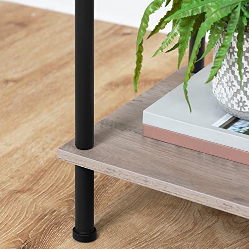 HOOBRO End Tables Set of 2, Small Side Table, Nightstand with 2-Layer Storage Shelves, Sofa Table for Small Spaces, Living Room, Bedroom, Stable Frame, Easy Assembly, Greige and Black BG09BZP201 - color: Greige + Black
