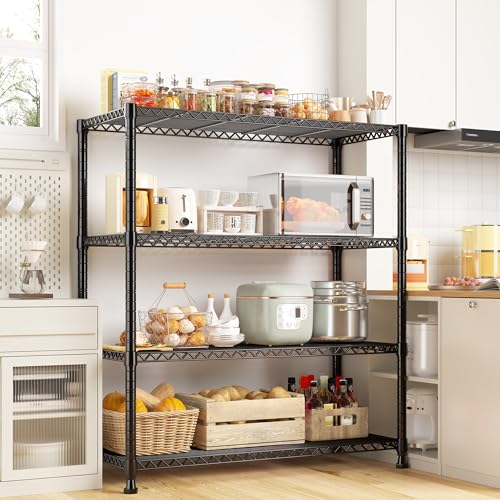REIBII 35.5" W Wire Shelving Storage Shelves Metal Shelves Heavy Duty Shelving, Adjustable Garage Storage Wire Shelf Pantry Shelves for Kitchen Rack, Bedroom, 35.5''W x 14''D x 59''H - size: 4 Tier-14"D x 35.5"W x 59"H