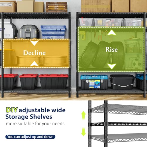 Romorgniz Storage Shelves, 1120 Load Heavy-Duty & L-Shaped, for Kitchen | 4 Tier shelf 52.4" W,Waterproof & rust-resistant,flexible L/H shaped,Tool-free Assembly, Adjustable shelves,Pantry shelf - size: 13.78"D x 52.36"W x 59"H