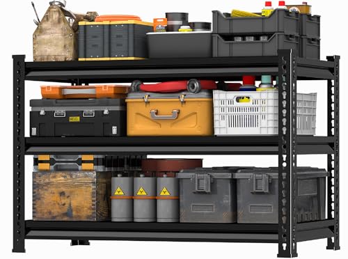 Utility Storage Garage Shelving - 40'' Wide 1350 Lbs Heavy Duty 3 Tier Metal Shelves Adjustable - Freestanding Rack Units for Basement Kitchen Pantry - Black 40" W x 16" D x 36" H - size: 40"Wx16"D-3T-BK