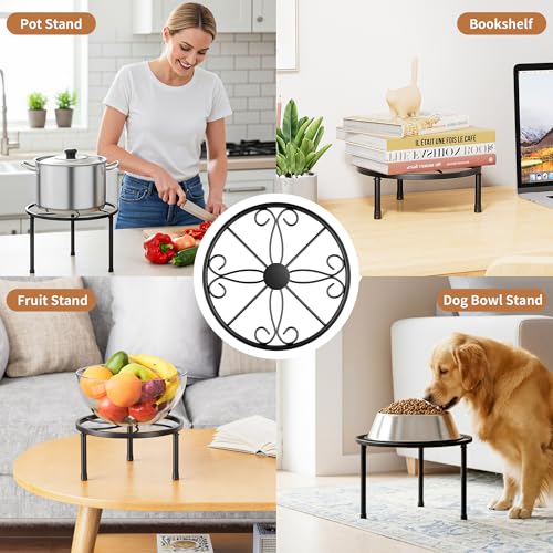 5 Pack Black Metal Plant Stand w/ Wide Trays Indoor Outdoor(BlackS) - color: BlackS
