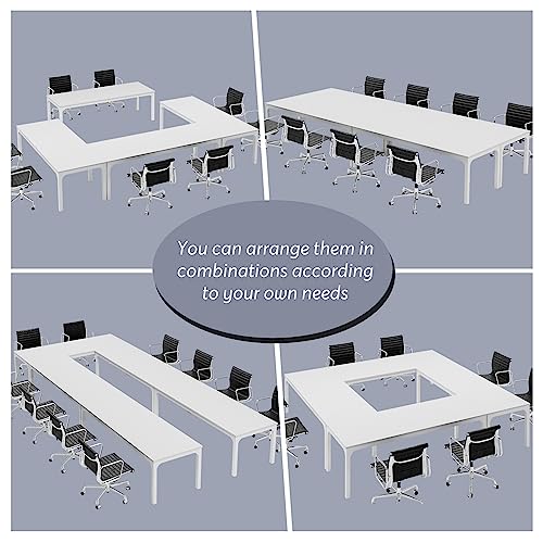 Tribesigns 6.5 FT Conference Room Table, 78.74" W x 27.56" D Large Office Conference Table, Modern Seminar Meeting Table Desk for Boardroom, Meeting Room (1, White) - color: White