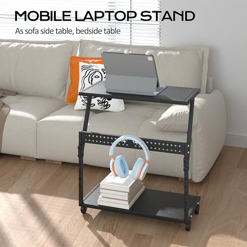 24In Large PC Stand, 5 Levels Height Adjustable Computer Tower Stand with Wheels and Hooks, CPU Holder Cart for Floor, Carpet and Under Desk, Easy Assembly(NOT Including Power Strips) - color: Black