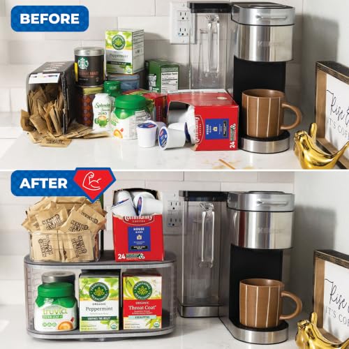 Mighty Susan 2-Tier Lazy Susan Pantry Organizer – Steel Reinforced Turntable for Kitchen Cabinets & Pantry Storage – Heavy-Duty Can Organizer Holds Up to 30 lbs – Rotates 360° – Includes 2 Bonus Bins - size: Mighty Susan 2-Tiered