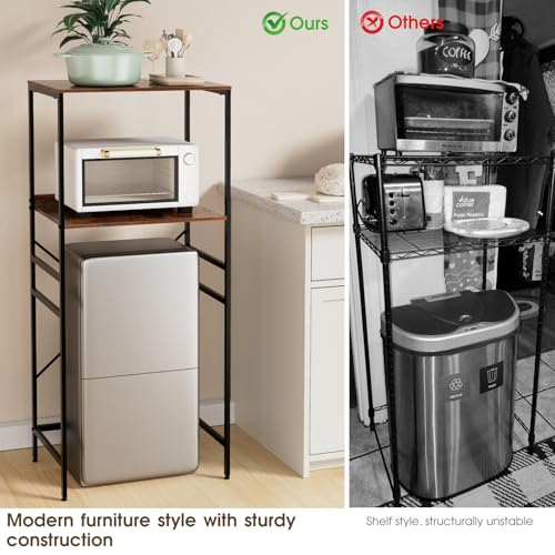 Mini Fridge Shelf Mini Fridge and Microwave Stand Over Mini Fridge Storage Rack Height Adjustable Microwave and Fridge Stand Suitable for Dorm, Kitchens, Offices, Brown - color: Brown