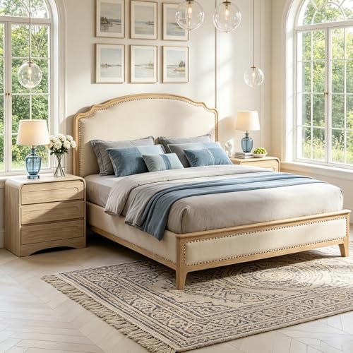 32" Large Nightstand, 3 Drawer Nightstand with Spacious Drawers | Pre-Installed Slides, Wood Bedside Table, Modern End Table, Curved Night stand for Bedroom Sofa Couch Office, Natural Oak - color: Natural Oak, size: 3 Drawer