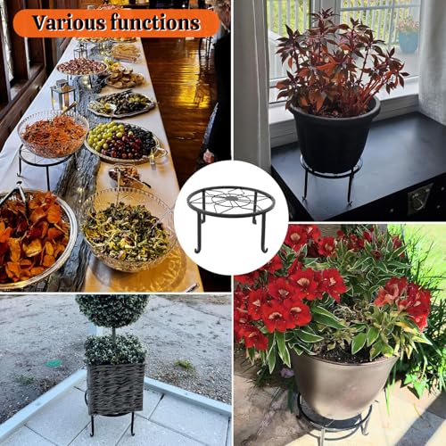 4 Pack 9 Inch Black Metal Plant Stand, Heavy Duty Outdoor & Indoor Plant Stands, Rustproof Wrought Iron Pot Stand for Garden, Patio, Balcony.