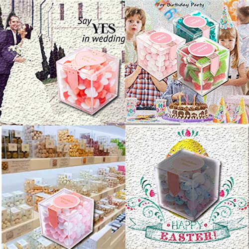 KissYou Acrylic Box Clear Box with Lid for Display, Plastic Square Cube 2 Pack Storage Contanier Party Decorative Boxes - size: 3.15 x 3.15 x 3.15 Inch