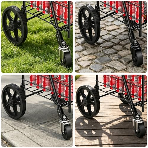 Kiffler Foldable Shopping Cart with Waterproof Basket Liner & 360° Swivel Wheels | Collapsible, Lightweigt| Perfect for Groceries, Laundry, Max 100 LBS Utility Cart for Seniors, Apartments - size: Medium+Bag