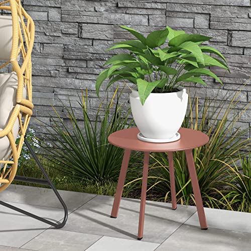 Grand patio Outdoor Side Table Round End Table with Square Feet Small Accent Table Great for Patio Balcony - color: Rose Dawn
