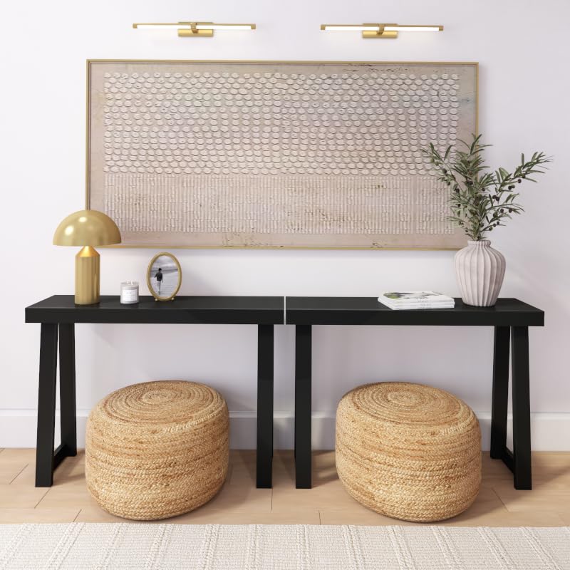 Plank+Beam Classic Console Table, 46 Inch, Black | Non-Toxic Finishes, Versatile Design, Elegant Details, Easy Assembly, Quick Setup, Solid Wood - color: Black, size: 46" Console Table