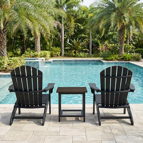 2-Tier Outdoor Side Table with Storage, Weather Resistant Patio End Table, HDPS Small Accent Table for Deck, Garden, Pool, Backyard, Brown - color: Brown