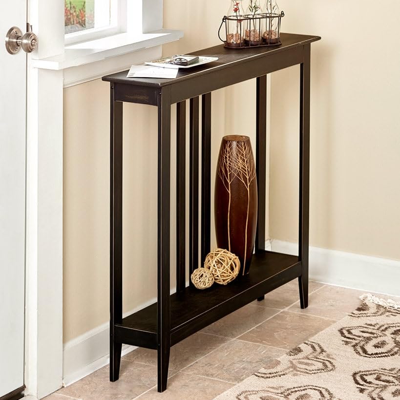 The Lakeside Collection Slim Space Saving Accent Tables 36" W x 7" D x 32" H - Antiqued Country Red - color: Red