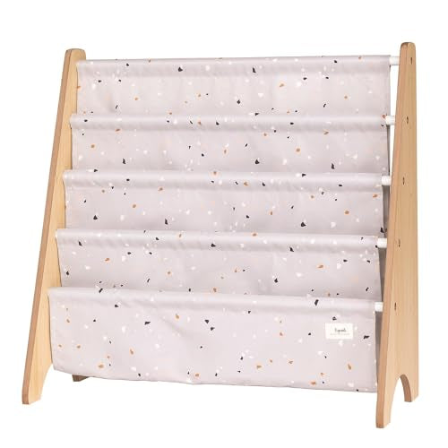 3 Sprouts Recycled Kids Bookshelf, Holds 35 Books, 4-Tier, Terrazzo Gray | Space-saving bookshelf, Children's room, Toddler bookcase organizer, Ages 3+, Book/toy storage, Front-facing, Covers visible - color: Terrazzo Light Gray