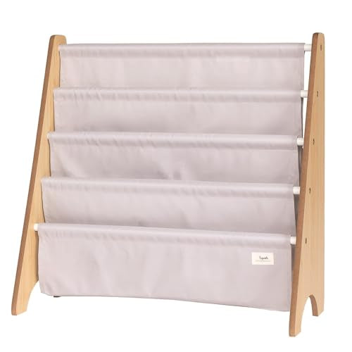 3 Sprouts Recycled Kids Bookshelf, Holds 35 Books, 4-Tier, Gray | Space-saving bookshelf, Children's room, Toddler bookcase organizer, Ages 3+, Book/toy storage, Front-facing, Covers visible - color: Solid Light Gray