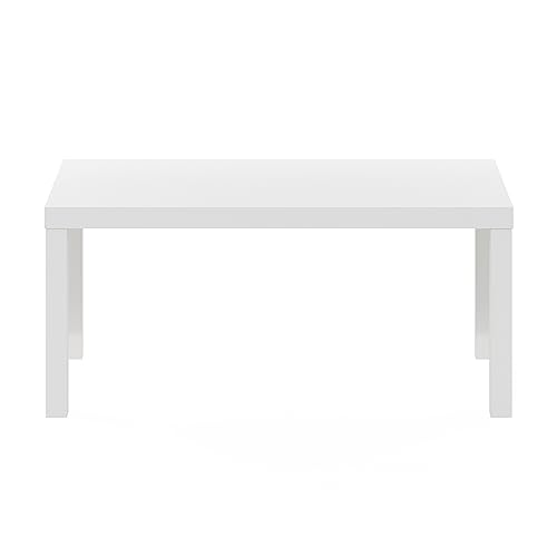 Furinno CLASSIC Coffee Table, Modern Rectangle Printer Stand, White | 1.8" Triple Thick Tabletop, Toolless Assembly, Side Table, for Living Room, Home Office - color: White, size: Rectangle