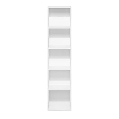 Furinno PASIR Book Shelf, 5-Tier Modern Bookshelf, Open Shelves Bookcase, 9 x 12 x 52, for Living Room, Bedroom, Home Office, Plain White - color: Plain White, size: 5-Tier, 9 x 12 x 52