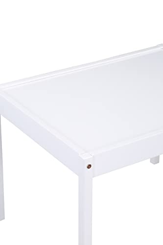 Della Solid Wood Table & 2 Chair Set - White, 25"x19"x18", Durable Play Furniture for Arts, Crafts & Tea Parties, Kiln-Dried Rubberwood, Made in Thailand