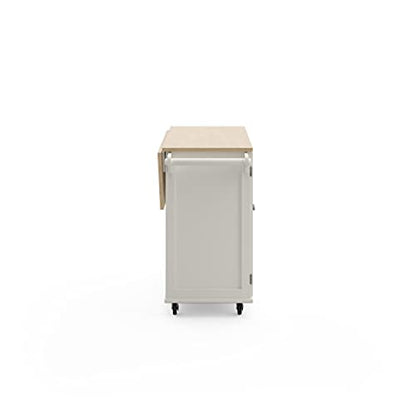 Homestyles Dolly Madison Off-White Mobile Kitchen Island Cart with Wood Drop Leaf Breakfast Bar - color: Soft White