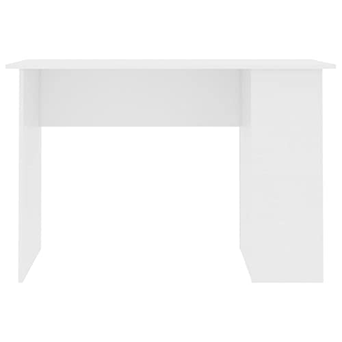 Modern White Engineered Wood Compact Desk with Two Built-in Shelves for Home Office Storage and Organization - color: White