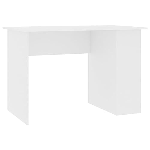 Modern White Engineered Wood Compact Desk with Two Built-in Shelves for Home Office Storage and Organization - color: White