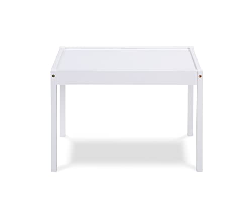 Della Solid Wood Table & 2 Chair Set - White, 25"x19"x18", Durable Play Furniture for Arts, Crafts & Tea Parties, Kiln-Dried Rubberwood, Made in Thailand