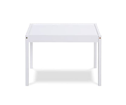 Della Solid Wood Table & 2 Chair Set - White, 25"x19"x18", Durable Play Furniture for Arts, Crafts & Tea Parties, Kiln-Dried Rubberwood, Made in Thailand