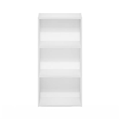 Furinno Luder 3-Tier Open Shelf Bookcase, White - color: White, size: 3-Tier, 9.3 x 16 x 31.4