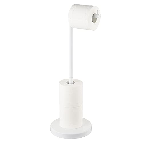 MARMOLUX ACC Free Standing Toilet Paper Holder Stand with Storage for 4 Rolls of Toilet Tissue for Bathroom, Stainless Steel Luxury Modern White Finished 1pc - color: White