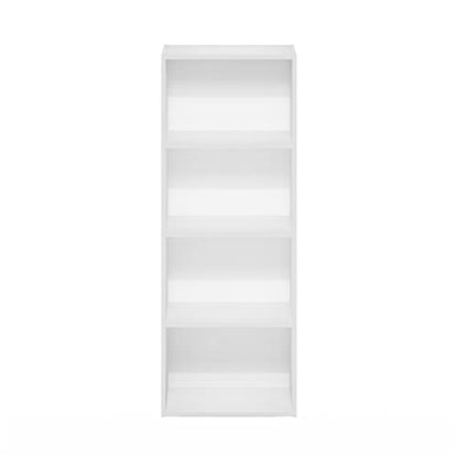 Furinno Luder Bookcase / Book / Storage, 4-Tier, White - color: White, size: 4-Tier, 9.3 x 15.6 x 41.7