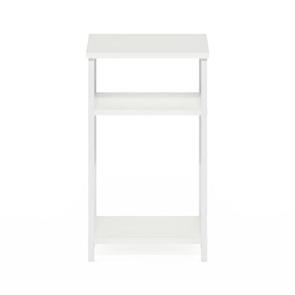 Furinno JUST 3-Tier Telephone Table, Metal Frame Modern Side Table with Open Shelf, Night Stand, Bedside Table, Easy Assembly, for Living Room, Bedroom, White - color: White/White, size: 1-Pack, Metal Frame, 3-Tier