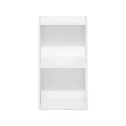 Furinno PASIR Book Shelf, 2-Tier Modern Bookshelf, Open Shelves Bookcase 9 x 12 x 21, Easy Assembly, for Living Room, Bedroom, Home Office, White - color: White, size: 2-Cube