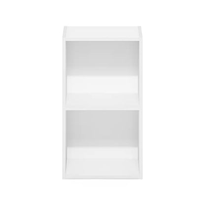 Furinno PASIR Book Shelf, 2-Tier Modern Bookshelf, Open Shelves Bookcase 9 x 12 x 21, Easy Assembly, for Living Room, Bedroom, Home Office, White - color: White, size: 2-Cube