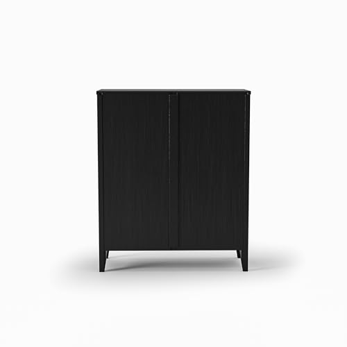 Camaflexi Shaker Style 3 Shelf Bookcase/Solid Wood / 36" High/Adjustable Shelving/Closed Back/Display Bookshelf for Living Room, Bedroom, Home and Office, Black - color: Black, size: 36"