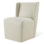 KISLOT Upholstered Dining Chairs Set of 1 with Casters, Wingback Modern Side Armless Deskchair with Rollers for Diningroom Bedroom Livingroom Reading Room, Cream Faux Leather - color: A Cream Faux Leather, size: Set of 1