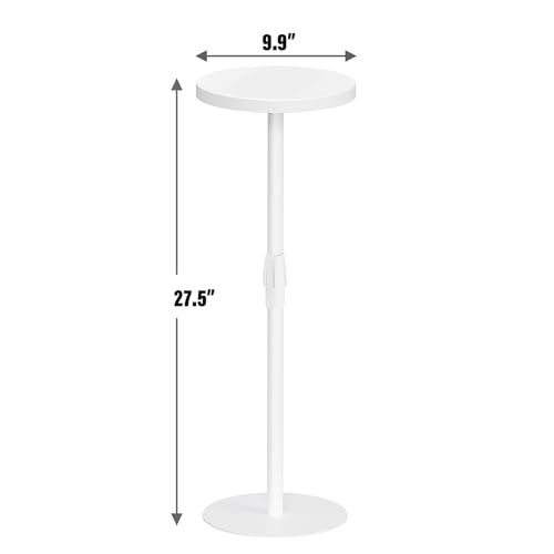 TUTOTAK Tall Round Side Table, Small End Table, Drink Table, Pedestal Table | for Small Spaces, Accent Nightstand, livingroom, Bedroom, White TB01BW096 - color: White, size: 1 Pack, style: Adjustable