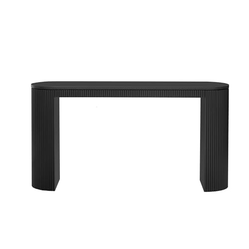 59.2-Inch Console Table for Entryway, Modern Hallway Table with Unique Vertical Stripe Design,for Living Room and Study (Black-01) - color: Black-01