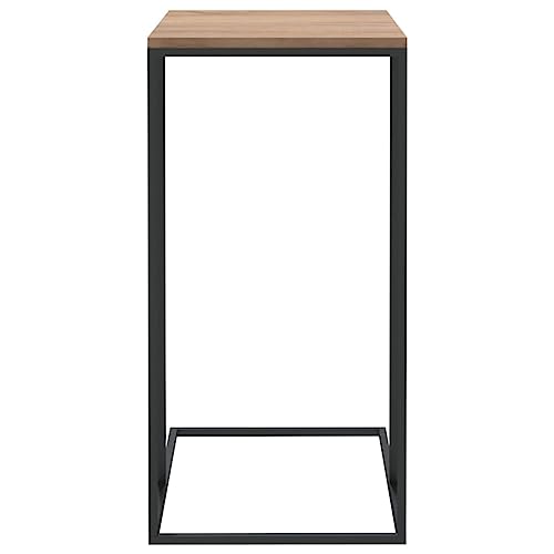 vidaXL Engineered Wood and Iron Side Table- Modern Industrial C-Shaped Design- Black, 15.7 x 11.8 x 23.2, 336129