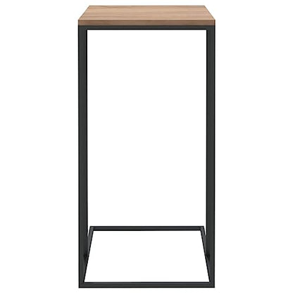 vidaXL Engineered Wood and Iron Side Table- Modern Industrial C-Shaped Design- Black, 15.7 x 11.8 x 23.2, 336129