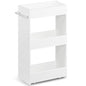 MARTY Wood Rolling Storage Cart 7.9" W, 3 Tier White Slim Utility Kitchen Cart on Wheels Laundry Room Bathroom Organizers Narrow Shelves with Handle Mobile Shelving Unit for Small Places - color: White