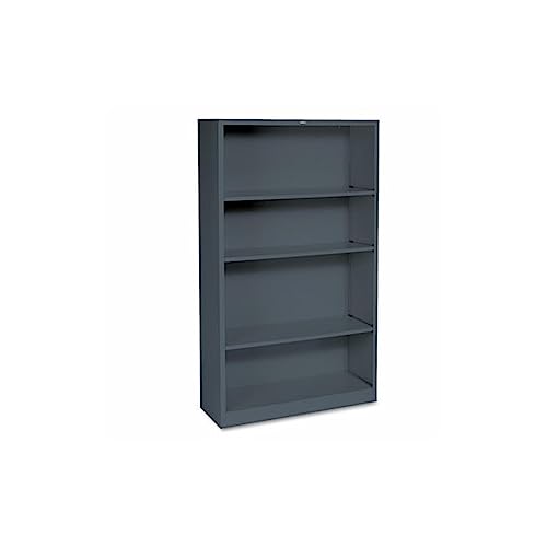HON Metal Bookcase - Bookcase with Two Shelves, 34-1/2w x 12-5/8d x 59h, Charcoal (HS30ABC) - color: Charcoal, size: 4 Shelves