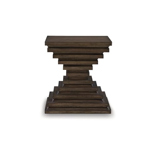 Signature Design by Ashley Hannodream End Table, No Assembly Required, Contemporary Pedestal Wood Accent Table for Living Room Sofa, Warm Brown, 22" W - color: Warm Brown
